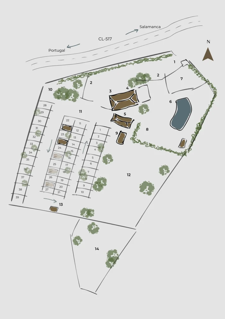 plano del camping arribes del duero de lumbrales